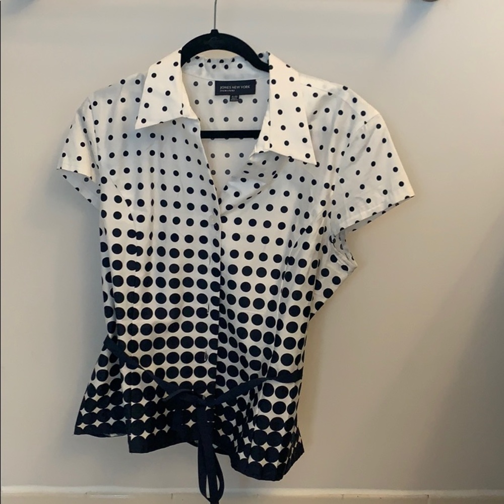 Blue and white blouse